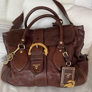 Prada Chestnut Cervo Leather Dragon Bag